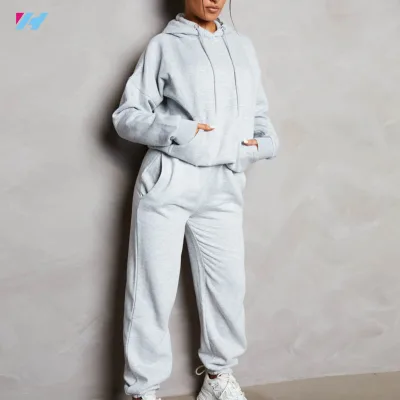 Custom High Quality Women Two Piece Sweat Jogger Pants Hoodie and Jogger Set