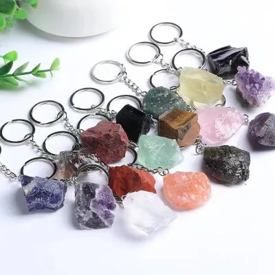Wholesale Natural  Exquisite Stone Crystal  Heart Keychains