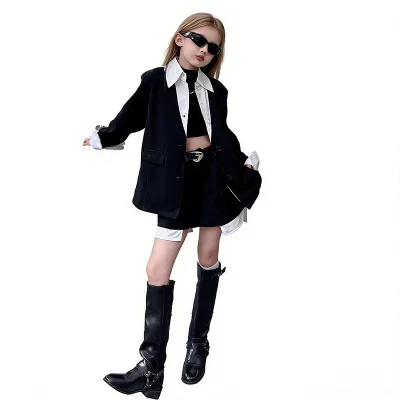 Little Girls' Fashionable High Quality Comfort Casual Suit Jacket and Skirt Set