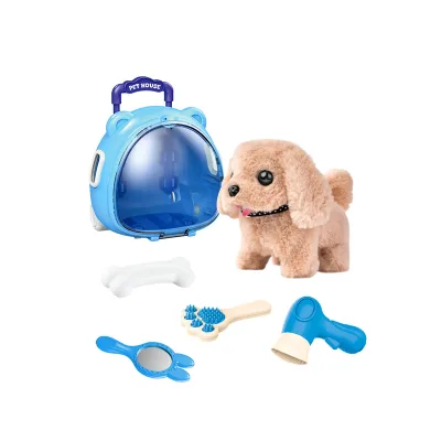 Pretend Play Pet Care Set Nodding New Arrival Interactive Walking Plush Dog Vet Toys with Sound
