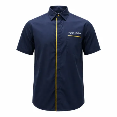 Custom Breathable Workwear Shirt Unisex Polyester Short Sleeve Uniform for Factory Logistics Industrial Outdoor Use Summer