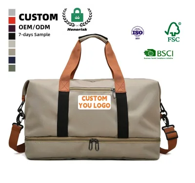 OEM Factory Large Capacity Weekend Gym Bag Dry Wet Separate Waterproof Sports Travel Tote Duffel Bag for Men/Women