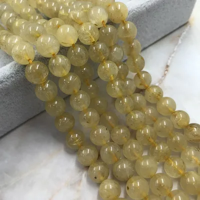 High Grade Gold Rutilated Quartz Loose Beads for Jewelry Making