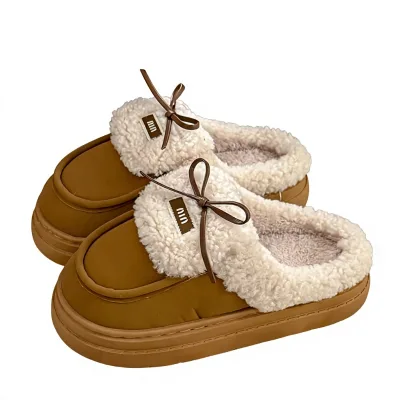 Plush-lined Petite Suede Women's Korean Baotou Style Autumn/winter New Lace-up Pumps Thick-soled Loafers Non-slip Warm