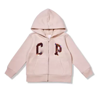 Custom Designs Kids Solid Color Hoodie Jacket Sequin Print Casual Jacket for Fall Winter