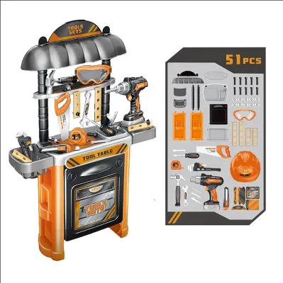 51PCS Pretend Play Toy Plastic Electric Drill Simulation Tool Bench Set for Boys