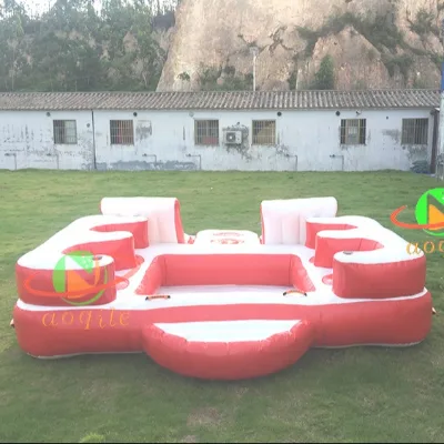 Commercial Inflatable Water Floating Island With Sofa Airtight Water Leisure Floating Dock Inflatable Floating Island