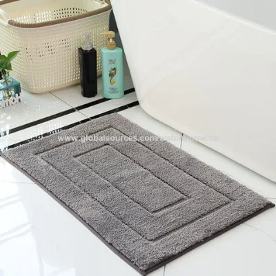 Wholesale Frame Design Shaggy Thick Non-shedding Water Absorbent Non Slip Microfiber Foot Mat for Bathroom