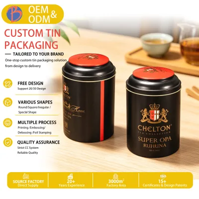 OEM/ODM Eco-Friendly Zhejiang Food Grade Custom Metal Tin Can with Lid Custom Printed Metal Cans for Tea