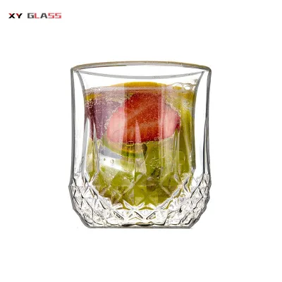 Premium Ovenproof Handmade Double Walled Whiskey Diamond Shaped Glass Cup