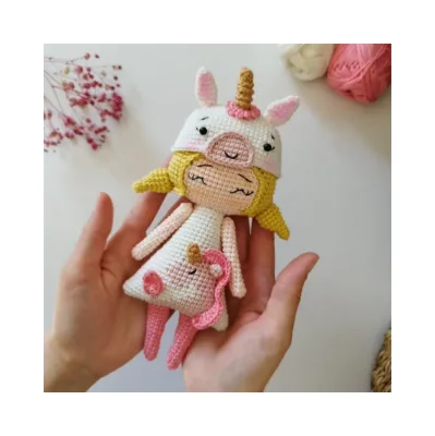 Customized Hand Crochet Doll Toys Crochet Lovely Doll With Animal Style Hats Cute Fox Style Girls Toys