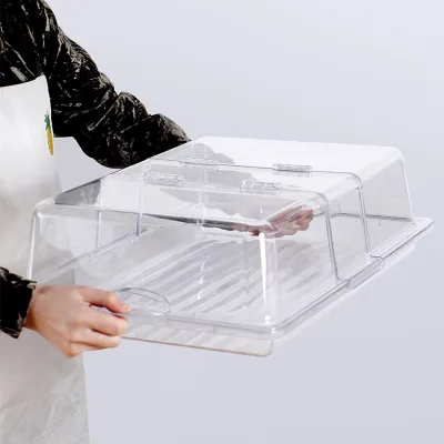 Commercial Food Cover Large Clear PC Rectangular  Dust & Fresh Snack  Meal Container Unbreakable Plastic Food Cover