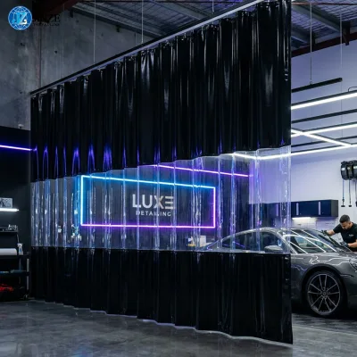 Smooth Sliding High Clarity Transparent PVC Car Wash Curtain for Luxury Car Detailing Center Professional Partition