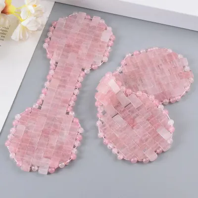 Wholesale Skin Care 100% Natural Rose Quartz Eye Mask Anti Aging Round Pink Eye Masks Beauty Handmade SPA Real Jade Eye Mask