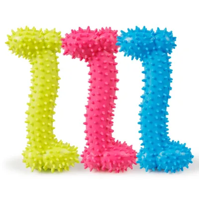 TPR Bone Barbed Pet Dogs Bite Resistance Teeth Grind Molar Training Dog Toys Colorful Durable Soft Molar Dog Biscuit Chew Toy