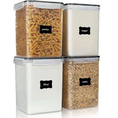 1000g 3-Piece Rectangular Airtight Stackable Plastic Food Storage Containers with Lids for Kitchen Use
