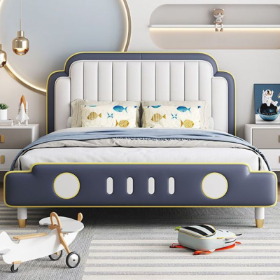 Popular Kids Car Beds Modern Simple Design Twin Children Bed Frame Soft Children Bedding Set Cute Bed for Boy House Furniture