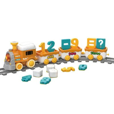 2026 Kids New Educational Sound Light Cartoon Number Magnet Train Toys Fun Electric Spray Number Magnet Train Track Toys