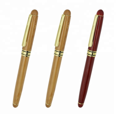 Hot Sale Luxury Fountain Pen Eco Friendly Natural Bamboo Fountain Pen with Shiny Trim Customized logo