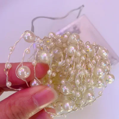 LED Pearl Blossom Shape String Lights for Indoor Room Decorative Waterproof Christmas Tree String Needles with Copper Wire Fairy