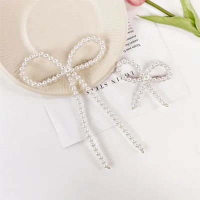 New Fashion Ladies Sweet Pearl Bow Hair Clip Personalized Hair Clip Alloy Hairpins