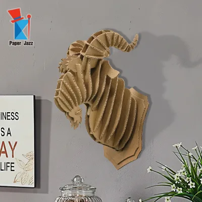 3D Corrugated Ram Bust DIY Puzzle: STEAM Educational DIY Toy