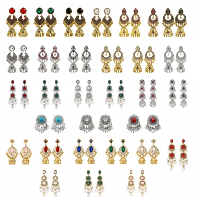 Women's Boho Retro Silver Plated Zinc Alloy Drop Earrings with Bezel Setting Crystal Rhinestone Bell Tassel Gift Jewelry
