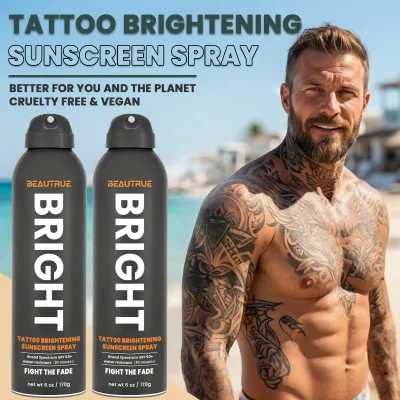 OEM Custom Water Resistant SPF 50 Plus Tattoo Brightener Sunscreen Spray for Old Tattoos Ink Vibrancy Preservation Skin Care