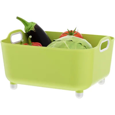 GREENSIDE Kitchen Draining Basket Household Vegetable & Fruit Washing Drying Basin Large Food-grade PET Sink-style Design
