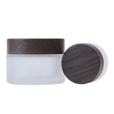 Cheap Price Cream Cosmetic Glass Jars with Wood Lids 30G to 60G in Amber Black Face Cream Use
