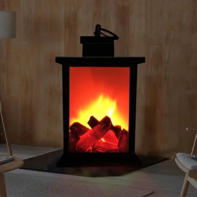 ANPU Decor Fireplace Lamp Hanging Lantern Garden Outdoor Hanging Simulated Flame Light Flame Table Lamp