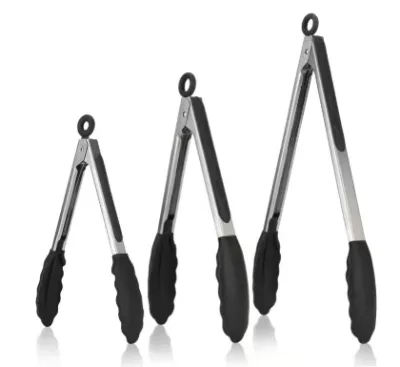 Silicone Kitchen Food Tong Stainless Steel Grip for Outdoor Barbecue