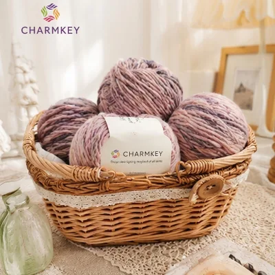 Charmkey Wool Blended Segment Dye Knitting Yarn Soft Thick Marled Twist Crochet Yarn for DIY Toys Apparel