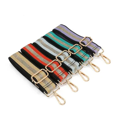 Fashion Striped Bag Belt Strap Bag Part Accessory Shoulder Bag Strap Crossbody Strap All-match Adjustable Casual Gold Stripe