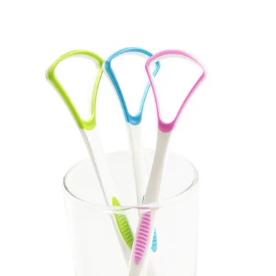 Wholesale Silicone Plastic Tongue Cleaner Scrapper Raspador De Lingua Limpiador De Lengua Tongue Scraper With Brush