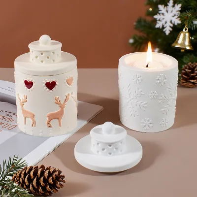 DIY Christmas cylindrical elk snowflake scented candle cup silicone mold
