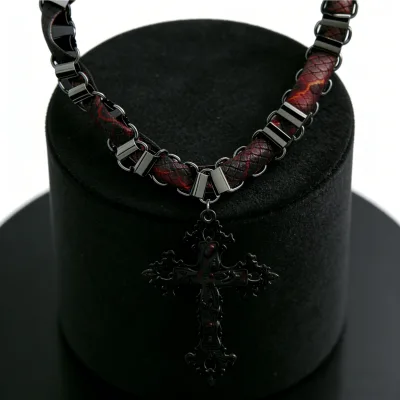 Intriguing Punk Clavicle Chain Stainless Steel Star Cross Necklace Unisex Gothic Style