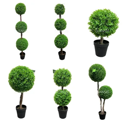 Customized Grass Potted Plant Artificial Tree Bonsai Boxwood Topiary Ball for Indoor Decoration