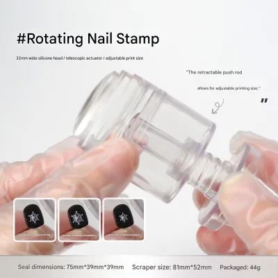Wholesale Adjustable Size Rotatable Nail Stamp Pattern Transfer Tool with Scraper for DIY Nail Art Manicure
