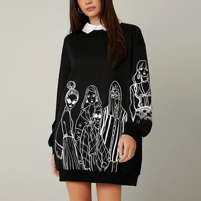 Long Sleeve Short Pullover Dress Design Custom Brand Women Casual Pullover Dresses