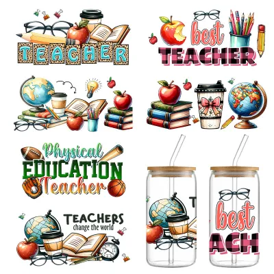 Ready to Ship Uv Dtf Cup 16oz Stickers Wholesale Decals Waterproof Metal 3D Logo