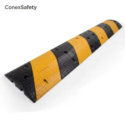 High Quality 40"*11.8"*2.2" Speed Breaker Rubber Speed Bump Heavy Duty 2-Channel Cable Bump for Outdoor Roadway Driveway Use New