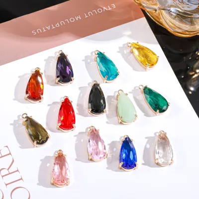 AA022434 Fashion Colored Long Water Droplet Crystal Pendant Pendant DIY Earrings Necklace Making Accessories
