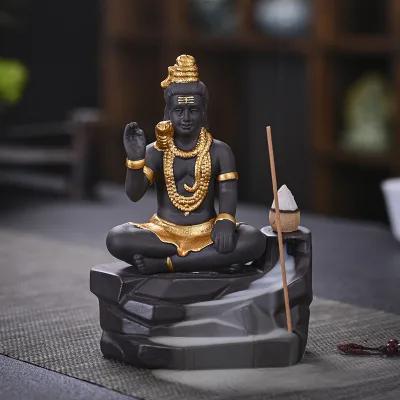 Lord Shiva Backflow Incense burner Hindu Style Backflow burner Home Decoration Ceramic Incense Holder