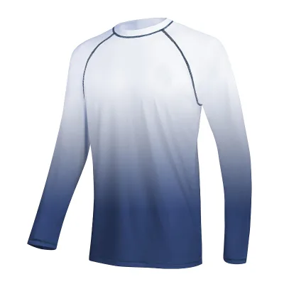 Custom Men's Round Neck Swimming Top Shirt Long Sleeve UPF 50+ Quick Dry Breathable Running Sport Sun Protection Fishing Shirt