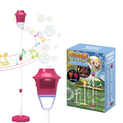 47" Adjustable Height Street Lamp Bubble Machine, Automatic LED Garden Bubble Blower for Wedding Party Outdoor Event Decoration