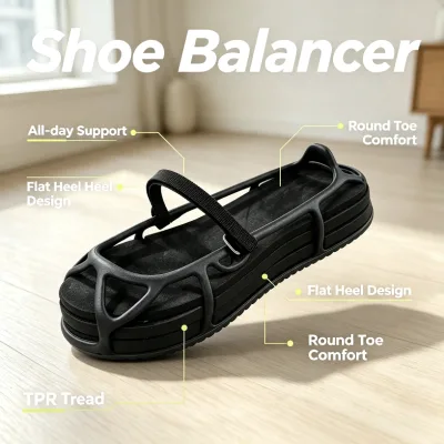 OEM Round Toe SEBS Elastic Shoe Balancer Non Slip TPR Base for Orthopedic Post Op Shoe Prevent Hip Knee Pain Shoe Balancer