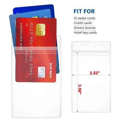 Vertical Transparent Sealed Waterproof Id Card Holder Badge Work Card Pvc Id Protection Car Id Card Holder