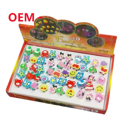 Custom Christmas Party Toy Light Glowing Toys Luminous Glitter Light up Ring Kids Led Light up Finger Ring