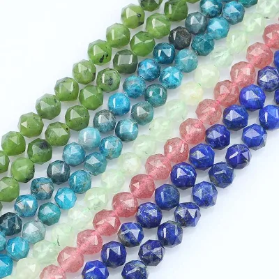 Wholesale 7.5inches Faceted Natural Stone Beads for DIY Bracelet Jewelry-Variety Pack Apatite/Prehnite/Lapis Lazuli/Labradorite"